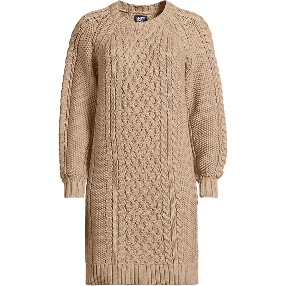 Lands' End Dresses & Skirts - Land’s End Women's Cotton Blend Cable Crew Neck Sweater Dress